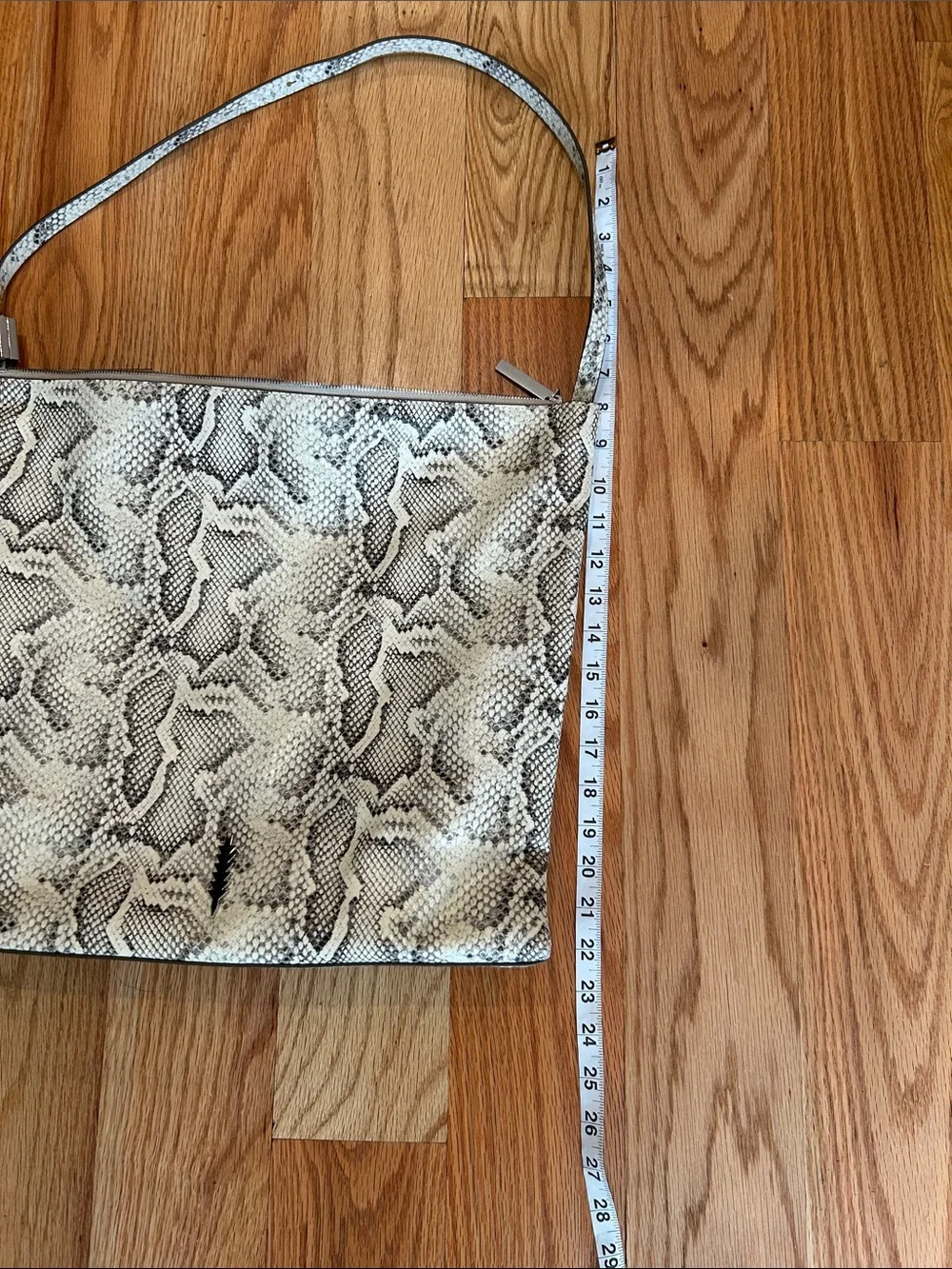 Thacker Snake-Print Shoulder Bag in Cream and Black